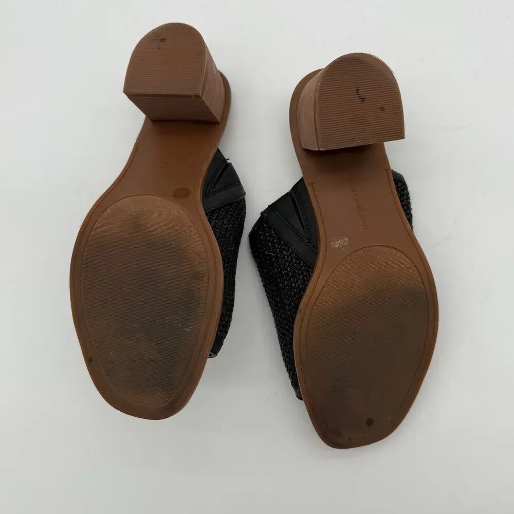 Lucky Brand Lenira Slide Sandal Black Popcorn Casual Chunky Heel 8.5